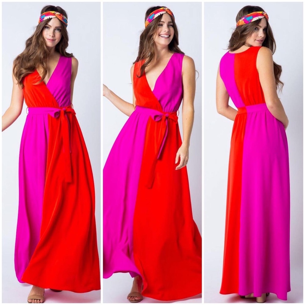 Maxi dress red n orange